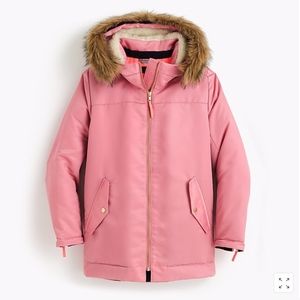 J.Crew Nylon Parka Pink fur hood thermal